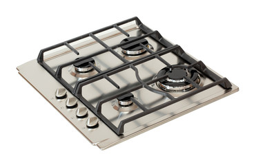 Stainless steel gas hob isolated on white