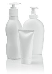white bottles with tube
