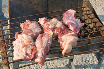 Pork meat on barbecue