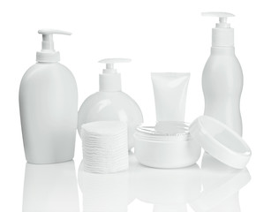 round bottle tube and cream isolated