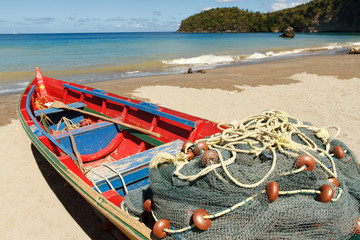Fishing Boat On A Caribbean Beach