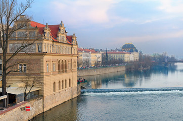 Vltava river embankment view