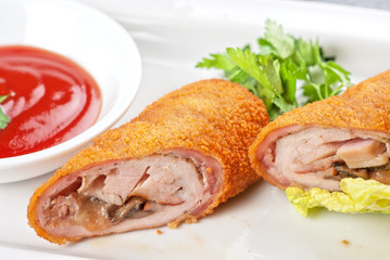 rolls from pork meat