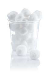 cotton balls in jar isolated