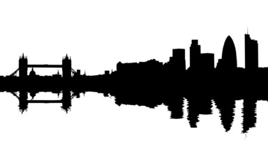 London skyline reflected with ripples illustration