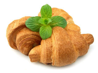Fresh croissants with mint