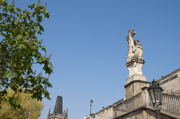 Fototapeta premium Statue on Charles Bridge in Prague Czech Republic