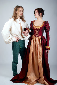 beautiful couple of medieval costumes
