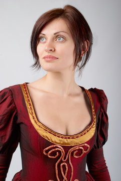 pretty girl in dress medieval