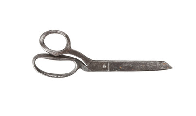 Old scissors isolated on white with clipping path