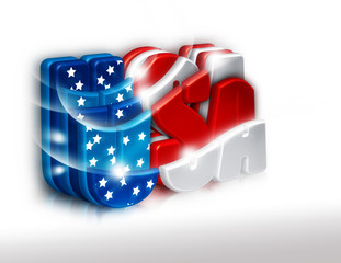 Happy 4th July greeting card. Isolated USA 3d letters.