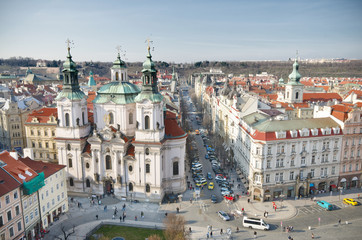 Naklejka na ściany i meble Św Mikołaja i Old Town Town Square view, Prague