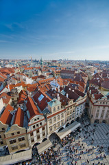 Naklejka na ściany i meble Czerwone dachy Starego Miasta centrum miasta, Praga, Republika Czeska
