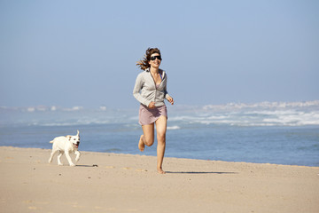 Girl with her cute dog