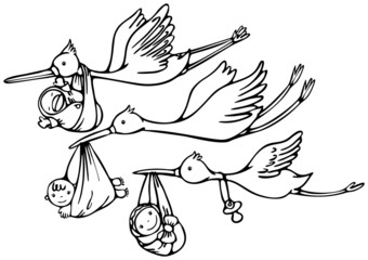 Stork and  baby
