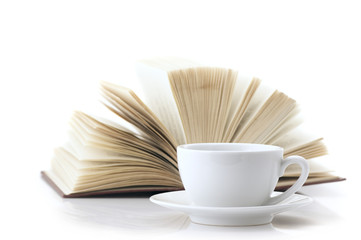 Cup of coffee and book