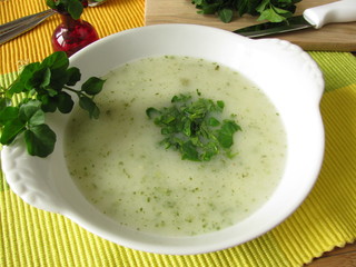 Kräutercremesuppe mit Brunnenkresse