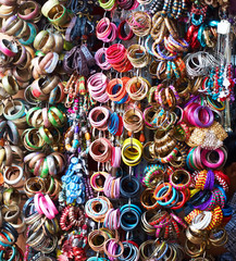 Variety of colorful indian bangles