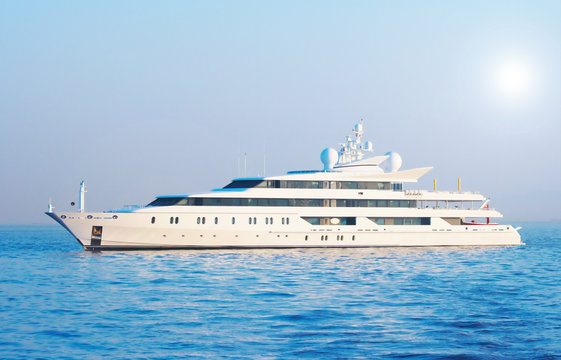 A large white motor yacht