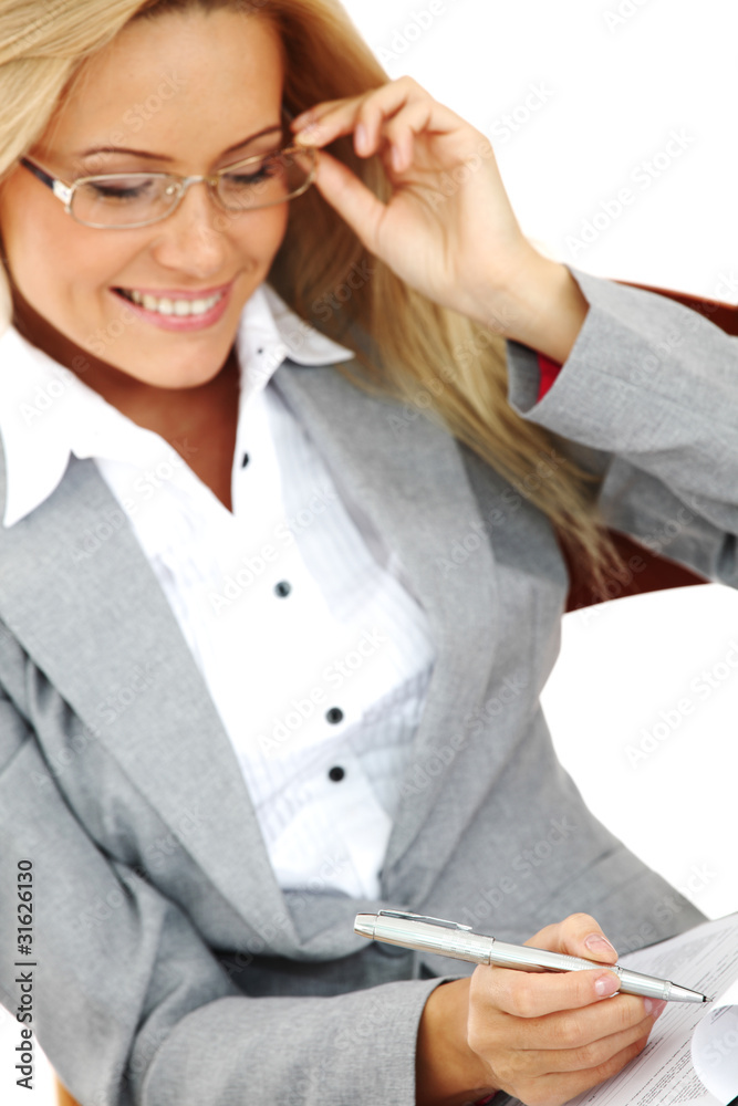 Canvas Prints business woman hold a folder and write