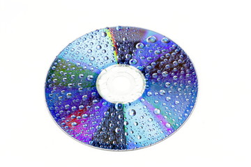 CD disc with water droplets