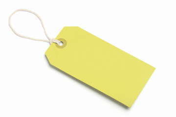 Yellow Blank Tag, Isolated On White
