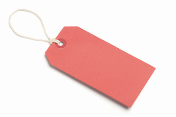 Blank Red Tag, isolated on white.