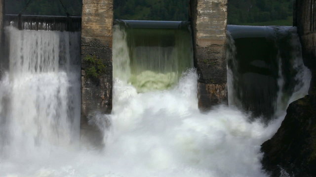 dam of hydroelectric power station, Katun river, Altay, Russia