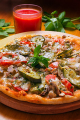 Pizza with tomato juice