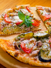 Pizza with marinated cucumber
