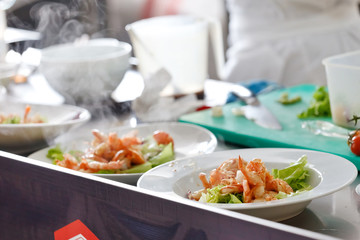 fried shrimps with vegetables