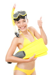 Snorkeling vacation woman isolated