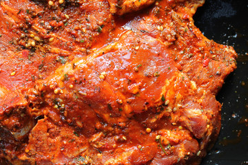 Obraz na płótnie Canvas raw marinated barbecue meat