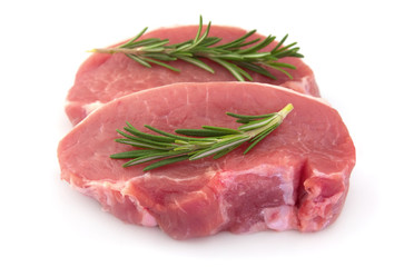 Crude meat with rosemary
