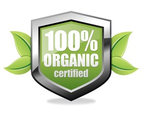 100% organic shield icon