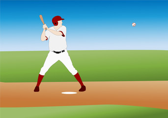 Illustration of baseball player on the field - vector