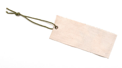 close-up of an empty tag on pure white background
