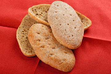 brown bread on red