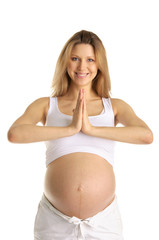 Pregnant woman practicing yoga