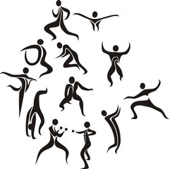 Fitness Gymnastik Menschen Silhouetten