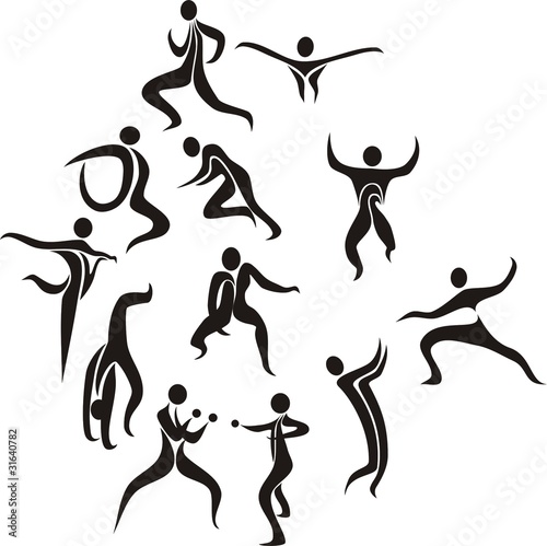 Fitness Gymnastik Menschen Silhouetten" Stock image and royalty ...