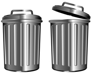 steel garbage isolated on white background