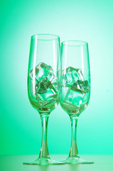 Glasses of water against gradient background