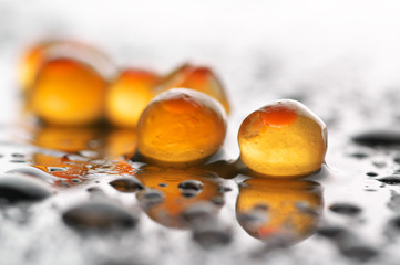 Grains of roe close-up