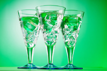 Water in the glass against gradient background