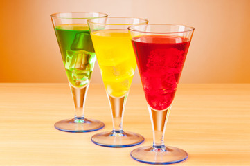 Colourful cocktail in glasses