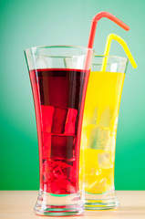 Colourful cocktail in glasses