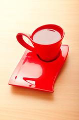 Cup of tea on the wooden background