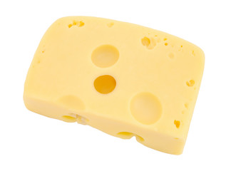 Piece of cheese isolated on white background