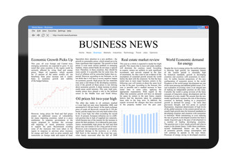 Business News on Tablet PC with Clipping path